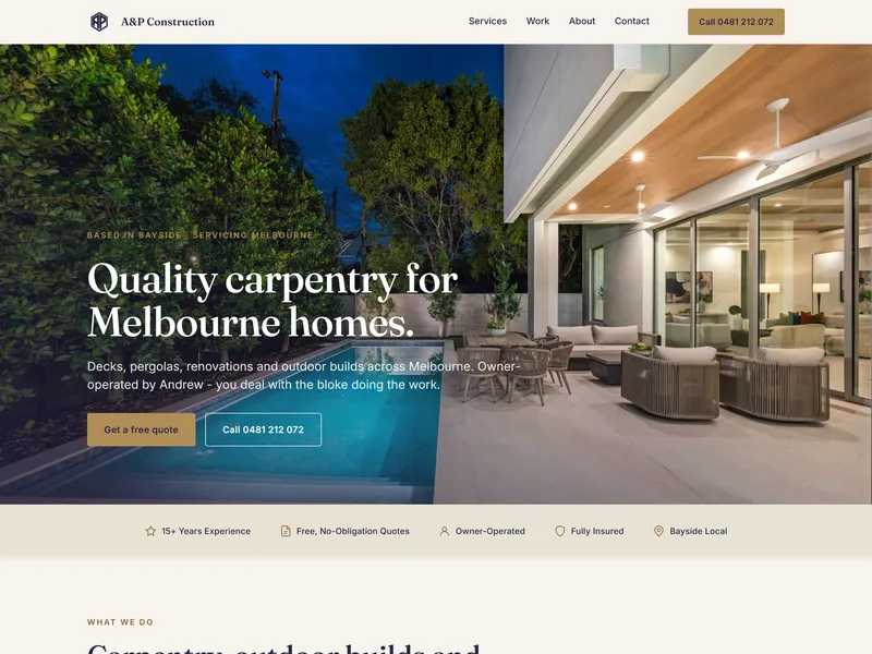 A&P Construction website homepage